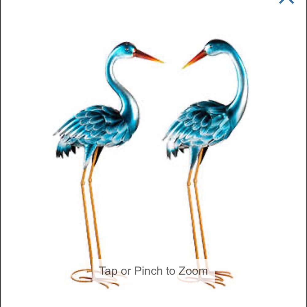 Blue and Gold Crane Garden Statues